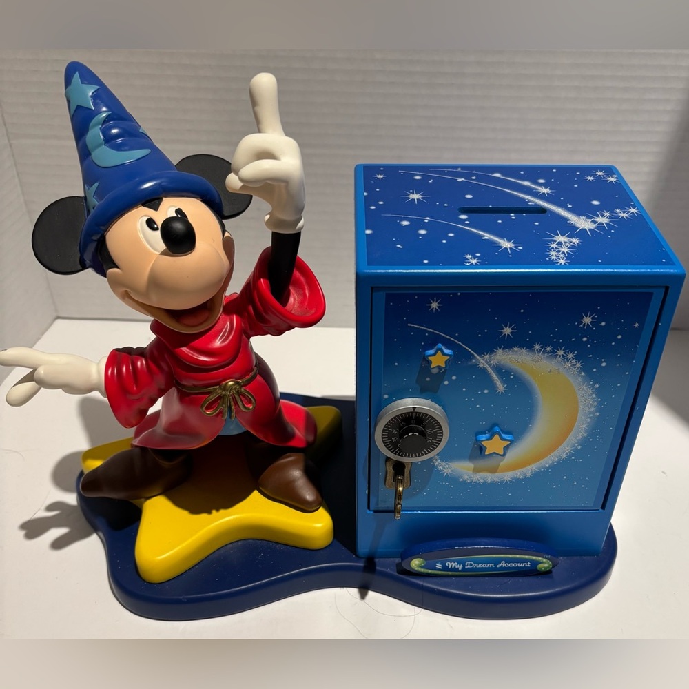 Vintage Disney Fantasia Sorcerer Mickey Mouse Bank Figurine - Rare Collectible